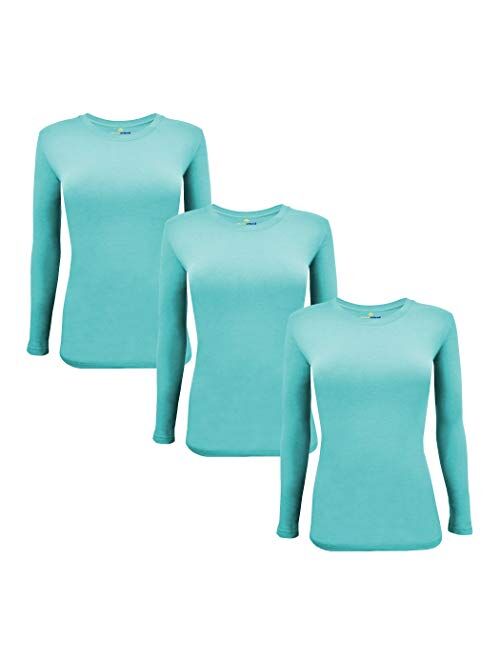 Natural Uniforms Women's Under Scrub Tee Crew Neck Long Sleeve T-Shirt Pack of 3 - Multi Pack of 3