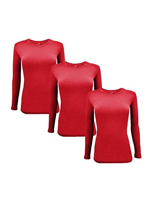 Natural Uniforms Women's Under Scrub Tee Crew Neck Long Sleeve T-Shirt Pack of 3 - Multi Pack of 3