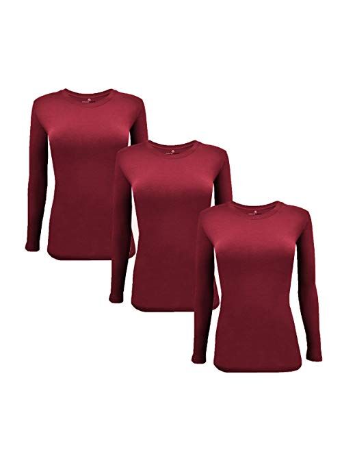 Natural Uniforms Women's Under Scrub Tee Crew Neck Long Sleeve T-Shirt Pack of 3 - Multi Pack of 3