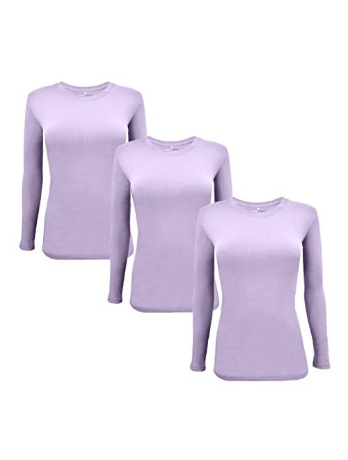 Natural Uniforms Women's Under Scrub Tee Crew Neck Long Sleeve T-Shirt Pack of 3 - Multi Pack of 3