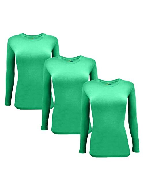 Natural Uniforms Women's Under Scrub Tee Crew Neck Long Sleeve T-Shirt Pack of 3 - Multi Pack of 3