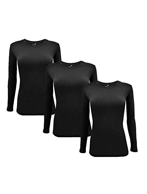 Natural Uniforms Women's Under Scrub Tee Crew Neck Long Sleeve T-Shirt Pack of 3 - Multi Pack of 3