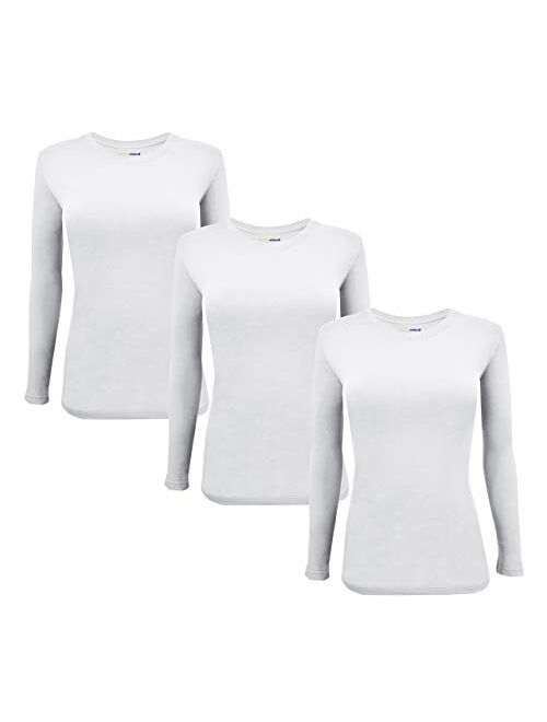 Natural Uniforms Women's Under Scrub Tee Crew Neck Long Sleeve T-Shirt Pack of 3 - Multi Pack of 3