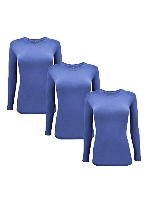 Natural Uniforms Women's Under Scrub Tee Crew Neck Long Sleeve T-Shirt Pack of 3 - Multi Pack of 3