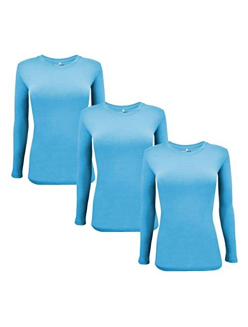 Natural Uniforms Women's Under Scrub Tee Crew Neck Long Sleeve T-Shirt Pack of 3 - Multi Pack of 3