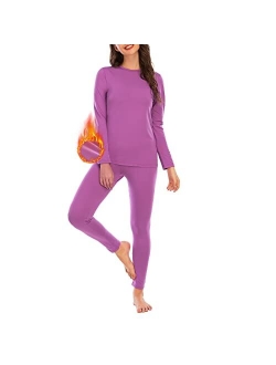 American Trends Womens Thermal Underwear Set Long Johns Base Layer Fleece Lined Top and Bottom Thermals Sets Loungewear