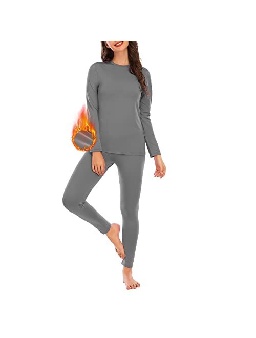 American Trends Womens Thermal Underwear Set Long Johns Base Layer Fleece Lined Top and Bottom Thermals Sets Loungewear