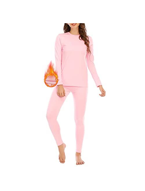 American Trends Womens Thermal Underwear Set Long Johns Base Layer Fleece Lined Top and Bottom Thermals Sets Loungewear