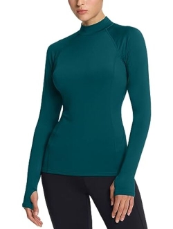 TSLA 1 or 2 Pack Women's Thermal Long Sleeve Tops, Mock Turtle & Crew Neck Shirts, Fleece Lined Compression Base Layer