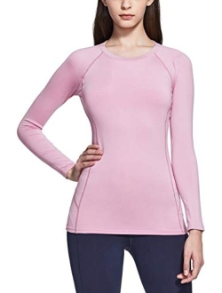 TSLA 1 or 2 Pack Women's Thermal Long Sleeve Tops, Mock Turtle & Crew Neck Shirts, Fleece Lined Compression Base Layer