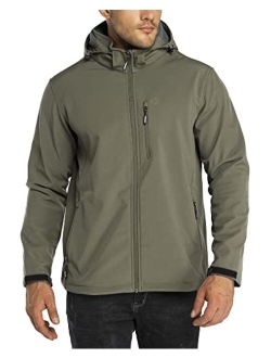 Outdoor Ventures Men's Lightweight Softshell Jacket Fleece Lined Hooded Water Resistant Winter Hiking Windbreaker Jackets