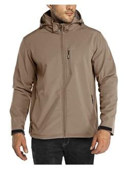 Outdoor Ventures Men's Lightweight Softshell Jacket Fleece Lined Hooded Water Resistant Winter Hiking Windbreaker Jackets