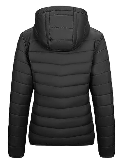 Outdoor Ventures Women's Packable Lightweight Full-Zip Puffer Jacket with Hood Quilted Winter Coat