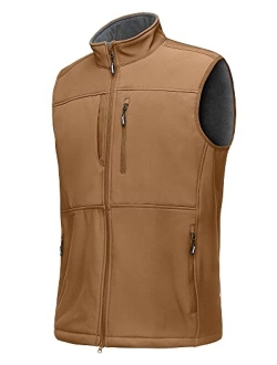 Outdoor Ventures Men's Running Vest Outerwear, Lightweight Windproof Fleece-Lined Softshell Sleeveless Jacket for Golf