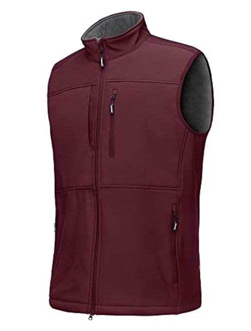 Outdoor Ventures Men's Running Vest Outerwear, Lightweight Windproof Fleece-Lined Softshell Sleeveless Jacket for Golf