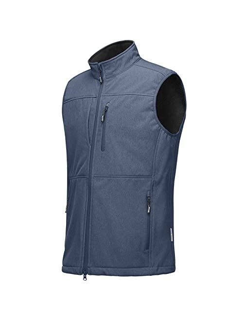 Outdoor Ventures Men's Running Vest Outerwear, Lightweight Windproof Fleece-Lined Softshell Sleeveless Jacket for Golf