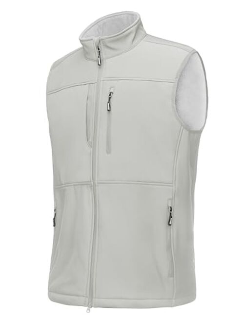 Outdoor Ventures Men's Running Vest Outerwear, Lightweight Windproof Fleece-Lined Softshell Sleeveless Jacket for Golf