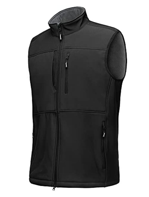 Outdoor Ventures Men's Running Vest Outerwear, Lightweight Windproof Fleece-Lined Softshell Sleeveless Jacket for Golf