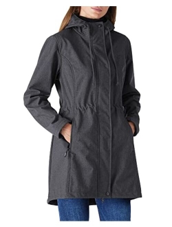 Outdoor Ventures Women's Lightweight Waterproof Fleece Lined Hooded Softshell Rain Jacket, Warm Windbreaker Long Coat