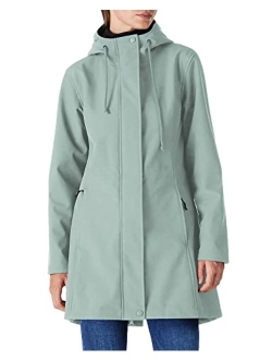 Outdoor Ventures Women's Lightweight Waterproof Fleece Lined Hooded Softshell Rain Jacket, Warm Windbreaker Long Coat