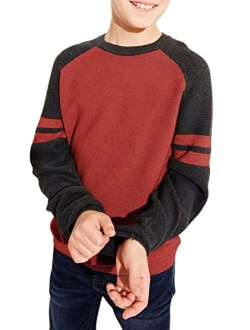 Rrhss Boy's Crew Neck Color Block Pullover Sweater Toddler Casual Cable Knit Jumper Tops