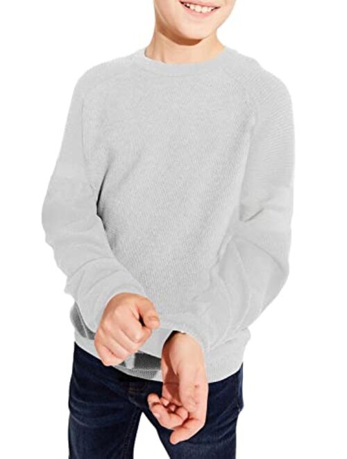 Rrhss Boy's Crew Neck Color Block Pullover Sweater Toddler Casual Cable Knit Jumper Tops