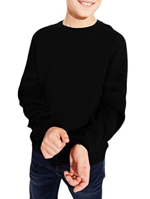 Rrhss Boy's Crew Neck Color Block Pullover Sweater Toddler Casual Cable Knit Jumper Tops