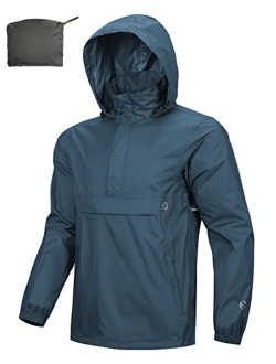 Outdoor Ventures Men's Rain Jacket Waterproof Lightweight Packable Rain Pullover for Hiking Golf Running