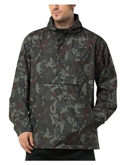 Outdoor Ventures Men's Rain Jacket Waterproof Lightweight Packable Rain Pullover for Hiking Golf Running