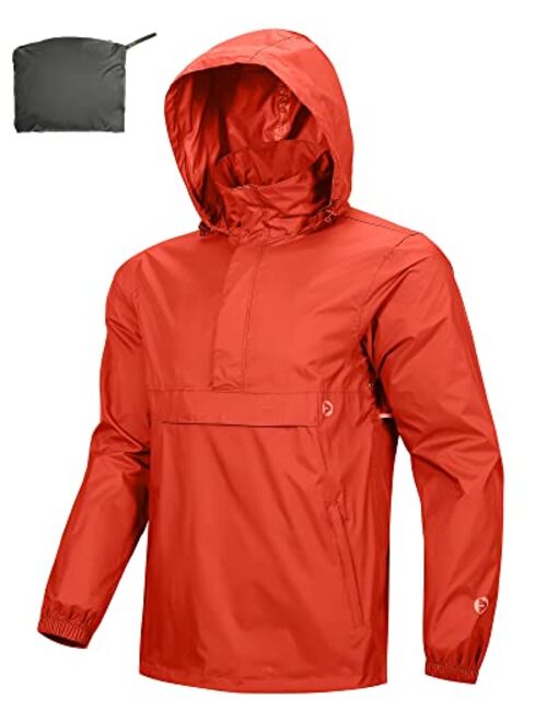 Outdoor Ventures Men's Rain Jacket Waterproof Lightweight Packable Rain Pullover for Hiking Golf Running