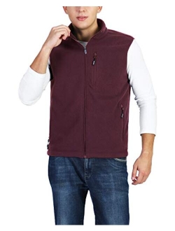 Outdoor Ventures Men's Full-Zip Lightweight Polar Fleece Vest Outerwear with 5 Pockets Warm Winter Sleeveless Jacket Casual