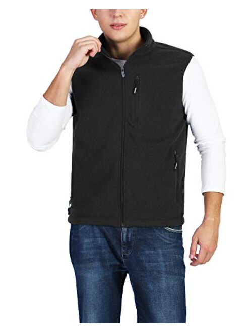 Outdoor Ventures Men's Full-Zip Lightweight Polar Fleece Vest Outerwear with 5 Pockets Warm Winter Sleeveless Jacket Casual