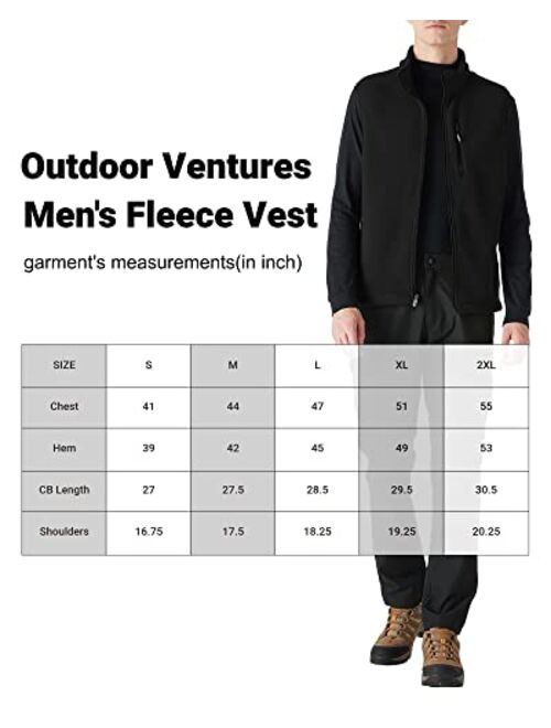 Outdoor Ventures Men's Full-Zip Lightweight Polar Fleece Vest Outerwear with 5 Pockets Warm Winter Sleeveless Jacket Casual