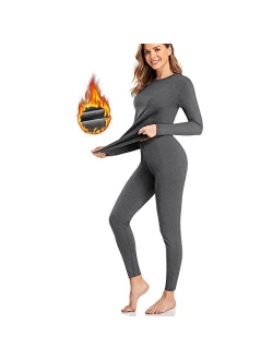 SIMIYA Thermal Underwear Set for Women Long Johns with Fleece Lined Long Sleeves Base Layer Set Top Bottom