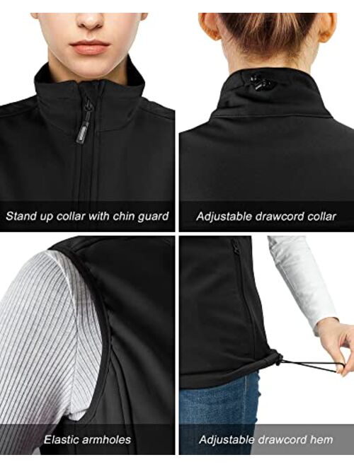 Outdoor Ventures Women's Lightweight Softshell Vest Windproof Fleece Lined Zip Up Sleeveless Jacket for Running Hiking Golf