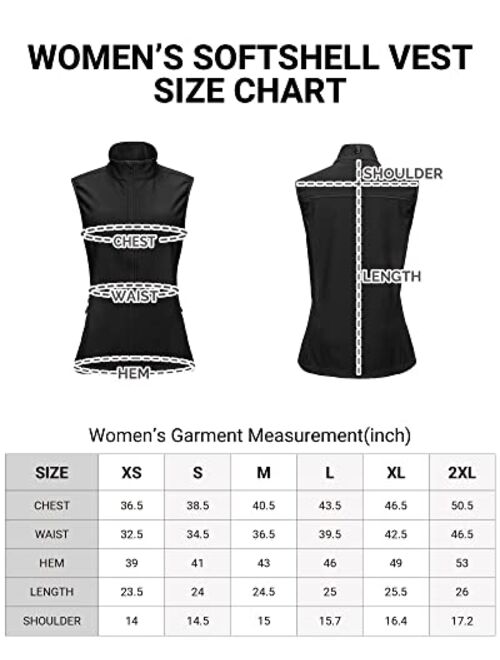 Outdoor Ventures Women's Lightweight Softshell Vest Windproof Fleece Lined Zip Up Sleeveless Jacket for Running Hiking Golf