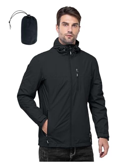 Outdoor Ventures Men's Packable Rain Jacket Waterproof Windbreaker Lightweight Raincoat with Hood