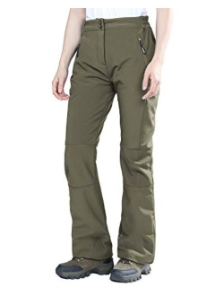 Outdoor Ventures Women's Sleek Waterproof Softshell Fleece Lined Ski Snow Insulated High Rise Hiking Pants with Bottom Zipper