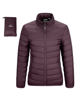 Outdoor Ventures Women's Packable Full-Zip Short Puffer Jacket Insulated Quilted Warm Lightweight Winter Coat