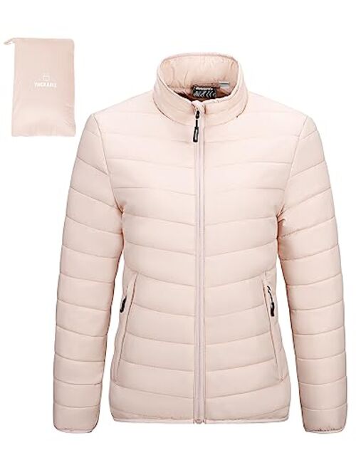 Outdoor Ventures Women's Packable Full-Zip Short Puffer Jacket Insulated Quilted Warm Lightweight Winter Coat