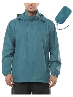 Outdoor Ventures Men's Rain Jacket Waterproof Lightweight Packable Rain Shell Raincoat with Hood for Golf Hiking Travel