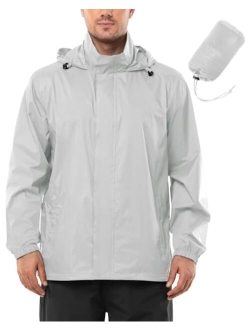 Outdoor Ventures Men's Rain Jacket Waterproof Lightweight Packable Rain Shell Raincoat with Hood for Golf Hiking Travel