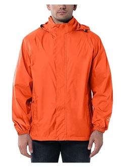 Outdoor Ventures Men's Rain Jacket Waterproof Lightweight Packable Rain Shell Raincoat with Hood for Golf Hiking Travel