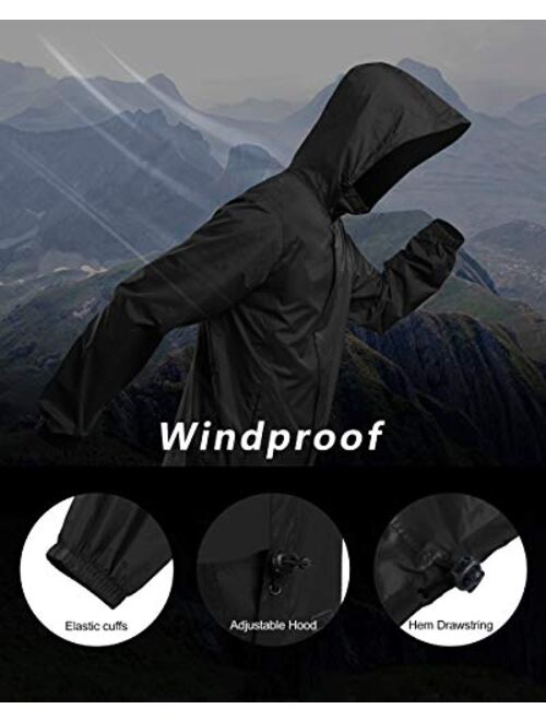 Outdoor Ventures Men's Rain Jacket Waterproof Lightweight Packable Rain Shell Raincoat with Hood for Golf Hiking Travel