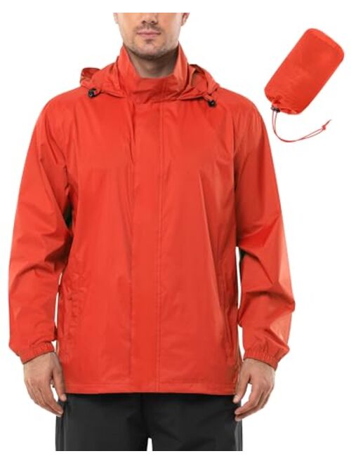 Outdoor Ventures Men's Rain Jacket Waterproof Lightweight Packable Rain Shell Raincoat with Hood for Golf Hiking Travel