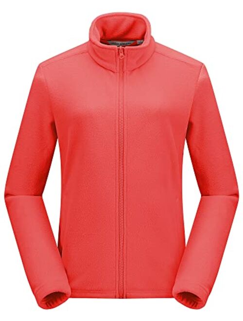 Outdoor Ventures Women's Lightweight Warm Zip Up Long-Sleeve Soft Polar Fleece Jacket for Fall Winter