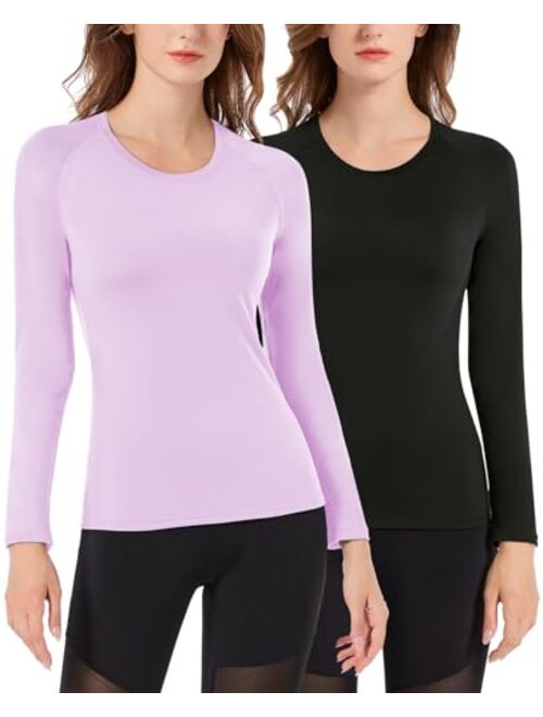 MRIGNT Womens Base Layer Thermal Tops 2 Pack, Women's Underscrub Comfort Tee