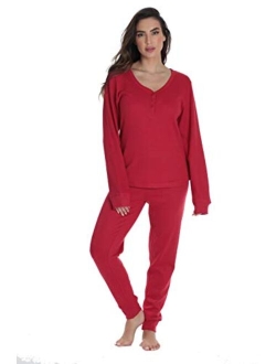 #followme Womens Thermal Henley Jogger Pant Set