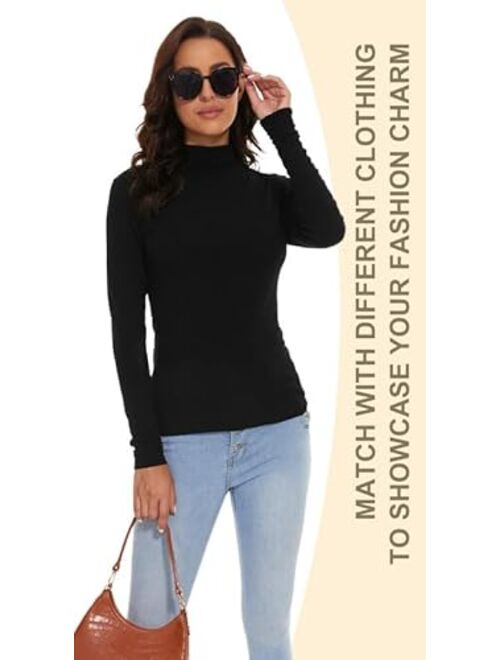 SIMIYA Mock Turtleneck Women Long Sleeve Shirts Womens Soft Base Layer Thermal Underwear Tops