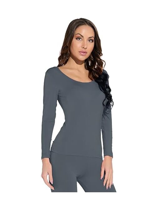 Mcilia Women's Ultrathin Modal Round Neck Long Sleeve Thermal Top/Shirt